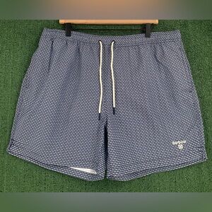 New Barbour Micro Shell Print Navy Blue Lined 5” Swim Shorts Men’s Size 2XL